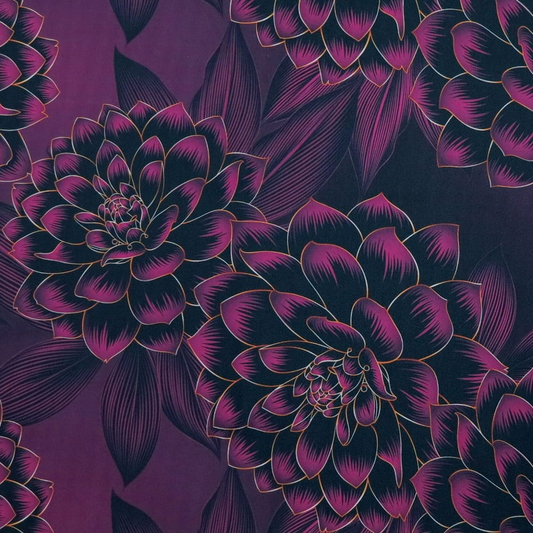 Waterproof Canvas  - Large Print Purple Floral - 50cm x 157 cm