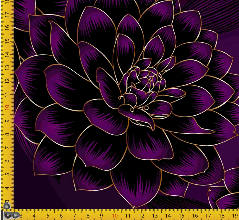 Waterproof Canvas  - Large Print Purple Floral - 50cm x 157 cm