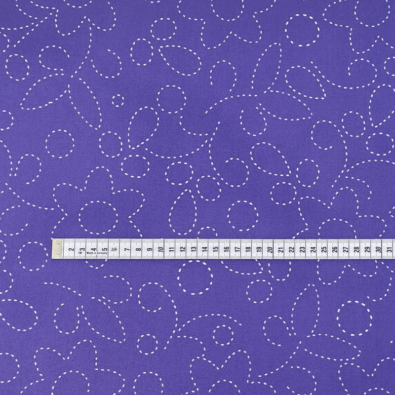 Waterproof Canvas  - Purple Floral Stitch - 50cm x 157 cm