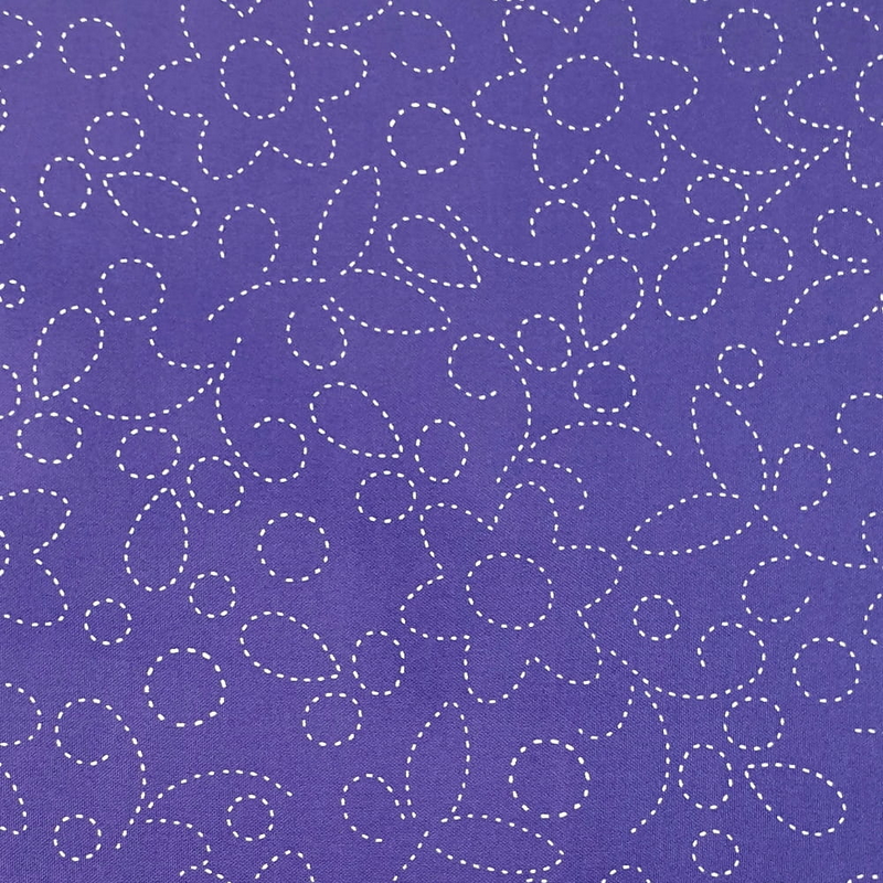 Waterproof Canvas  - Purple Floral Stitch - 50cm x 157 cm