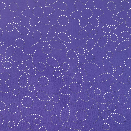 Waterproof Canvas  - Purple Floral Stitch - 50cm x 157 cm