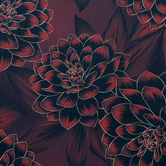 Waterproof Canvas  - Large PrintMaroon Floral - 50cm x 157 cm