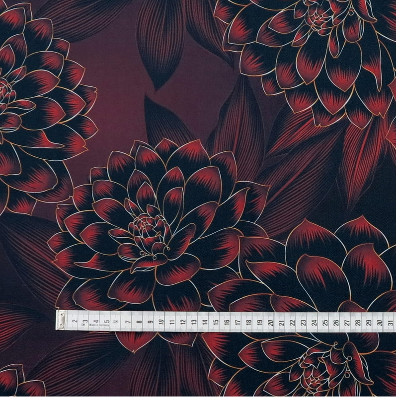 Waterproof Canvas  - Large PrintMaroon Floral - 50cm x 157 cm