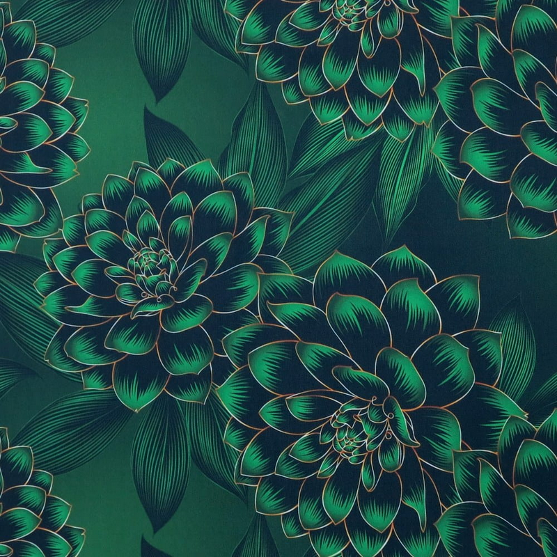 Waterproof Canvas  - Large Print Green Floral - 50cm x 157 cm