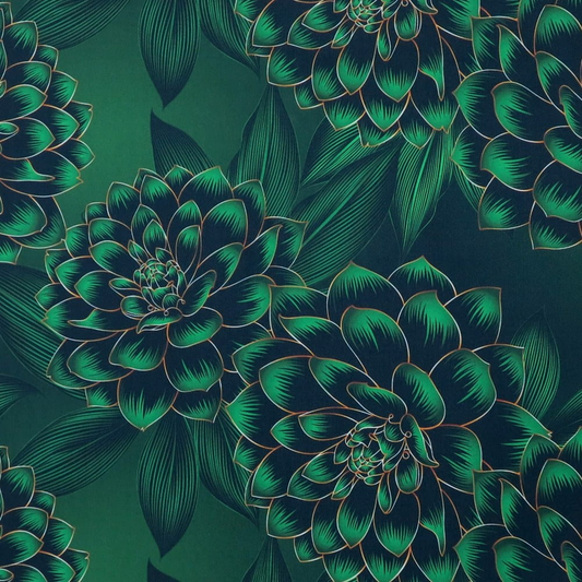 Waterproof Canvas  - Large Print Green Floral - 50cm x 157 cm
