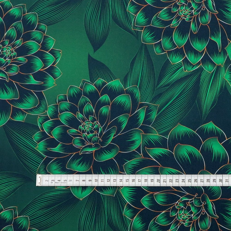 Waterproof Canvas  - Large Print Green Floral - 50cm x 157 cm