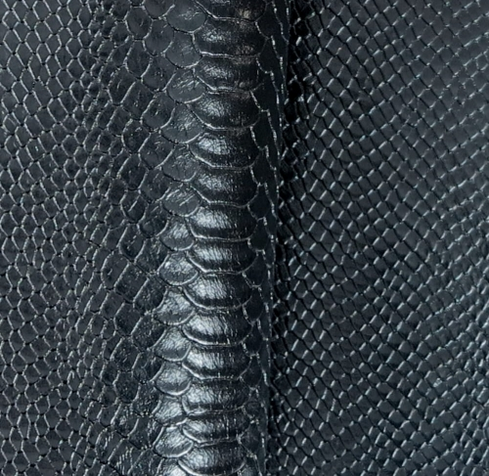 Snakeskin Faux Leather / Vinyl - Black - 50cm x 140cm
