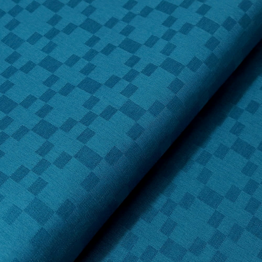 Waterproof Jacquard-like Fabric - Blue Geometric - 50cm x 150 cm