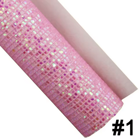 Pre-Order Chunky Grid Glitter Faux Leather 30 cm x 130 cm