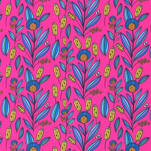 Waterproof Canvas  - Neon Floral - 50cm x 157 cm