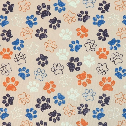 Waterproof Canvas  - Beige Paws- 50cm x 157 cm