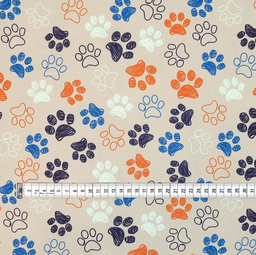Waterproof Canvas  - Beige Paws- 50cm x 157 cm