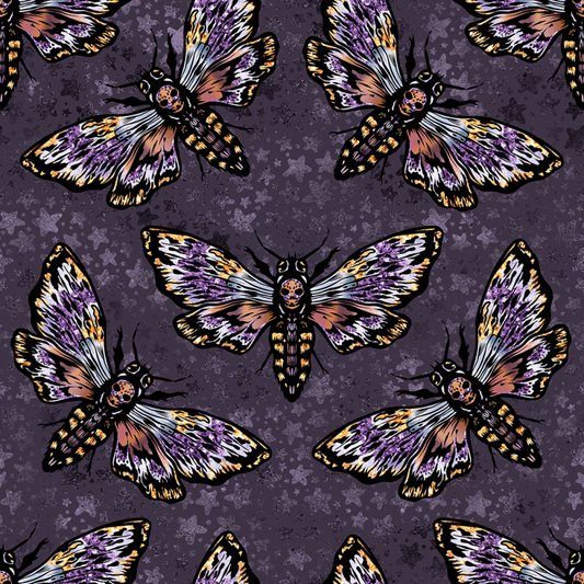 Fantasy Moths on Purple