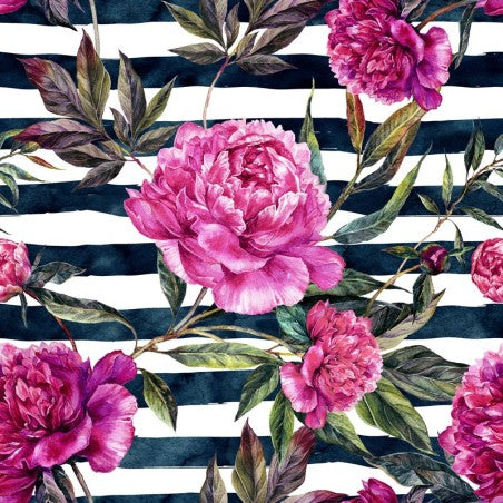 Peonies on Stripes
