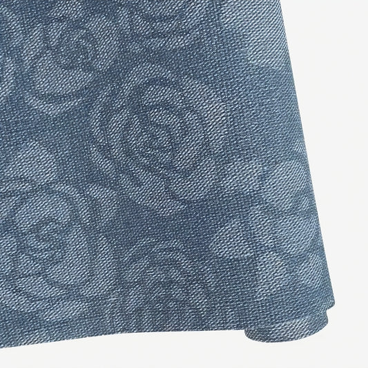 Denim Roses Faux Leather - 45x 130 cm - Blue