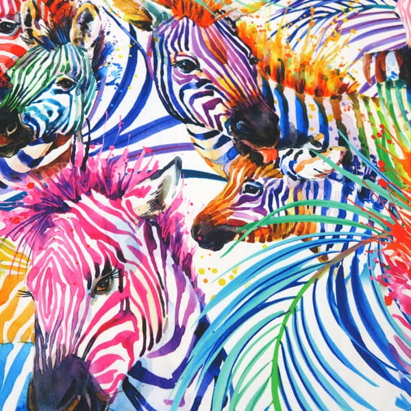 Waterproof Canvas  - Rainbow Zebra - 50cm x 157 cm