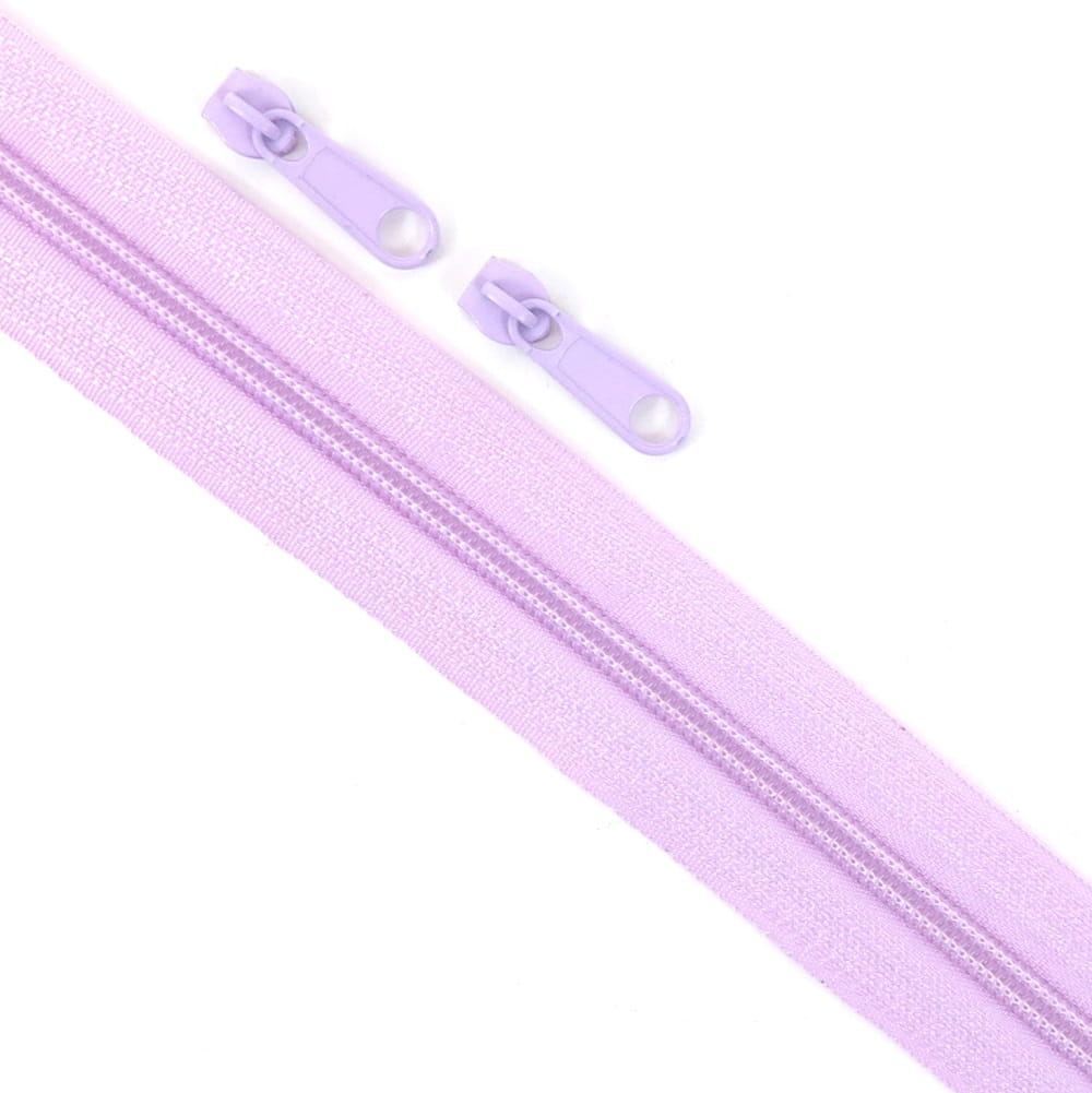 Lilac #5 Nylon Zipper Tape 1m + 2 pulls
