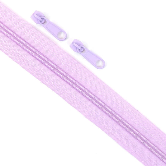 Lilac #5 Nylon Zipper Tape 1m + 2 pulls