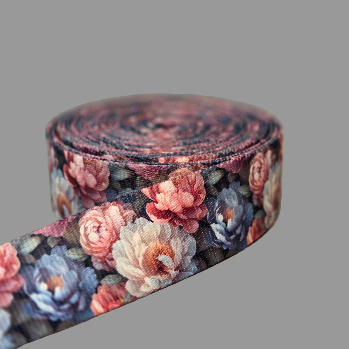 Printed Polyester Webbing - 38mm wide - 1m - Peonies
