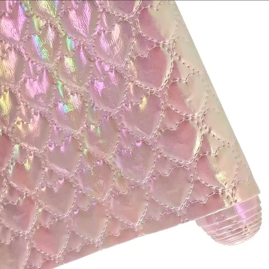 Quilted Hearts Embossed Vinyl 40 x 130 cm - Light Pink