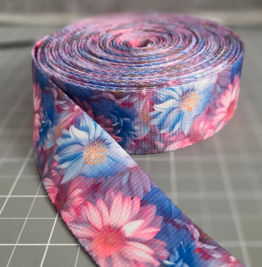 Printed Polyester Webbing - 38mm wide - 1m - Daisies