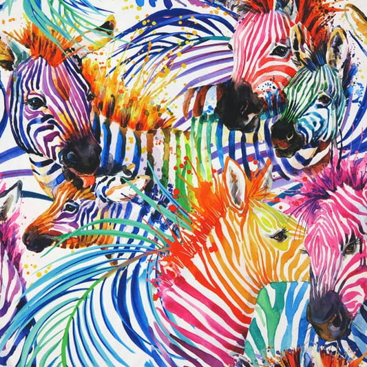 Waterproof Canvas  - Rainbow Zebra - 50cm x 157 cm