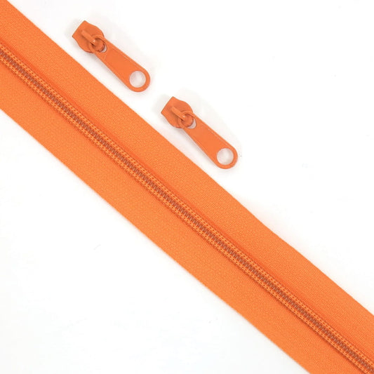 Orange #5 Nylon Zipper Tape 1m + 2 pulls