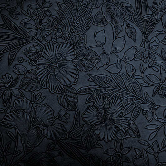 Floral Embossed Vinyl - Dark Blue - FEVDB - 45x 130 cm