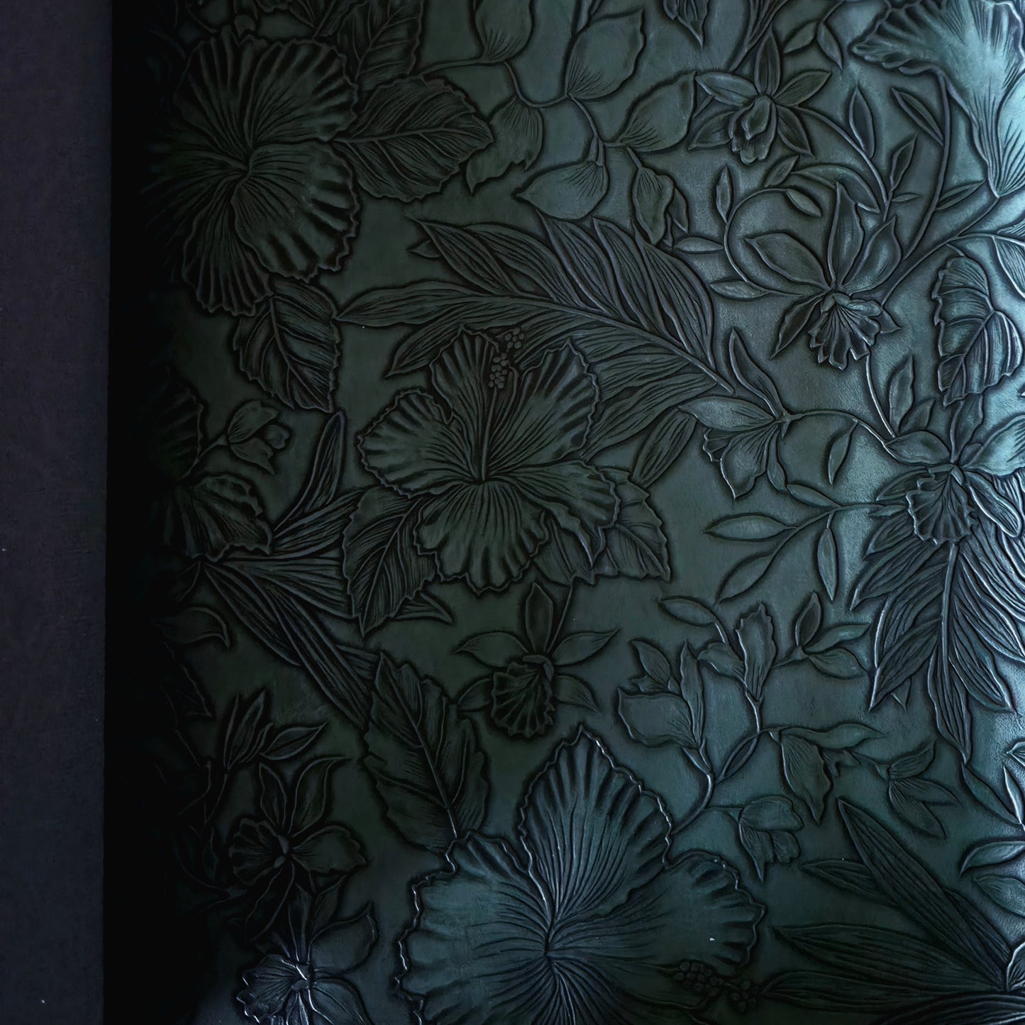 Floral Embossed Vinyl - Dark Green - FEVDG- 45x 130 cm